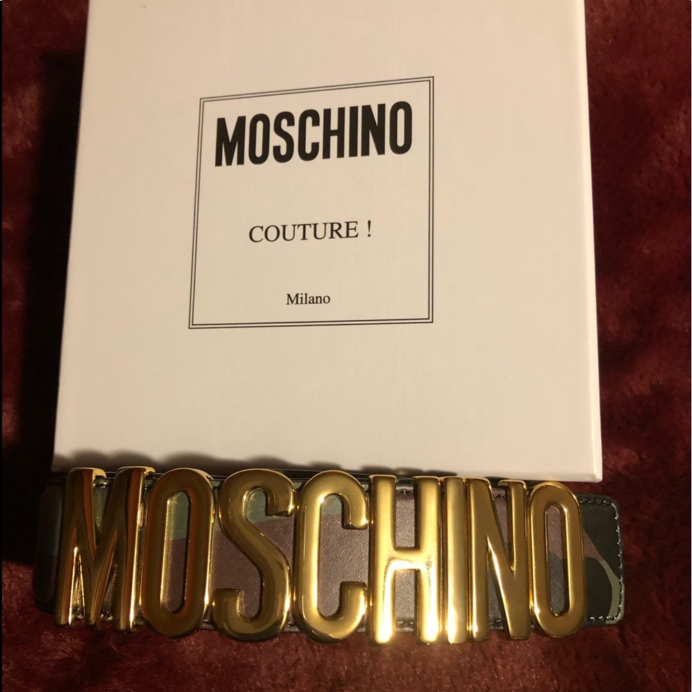 Authentic Moschino leather Army fatigue belt, Size 40